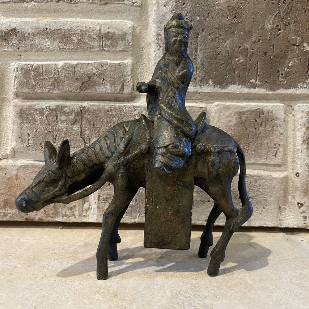 Zhang Guolau Bronze Metal Riding Horse Incense Burner Chinese Antique 8.75 H