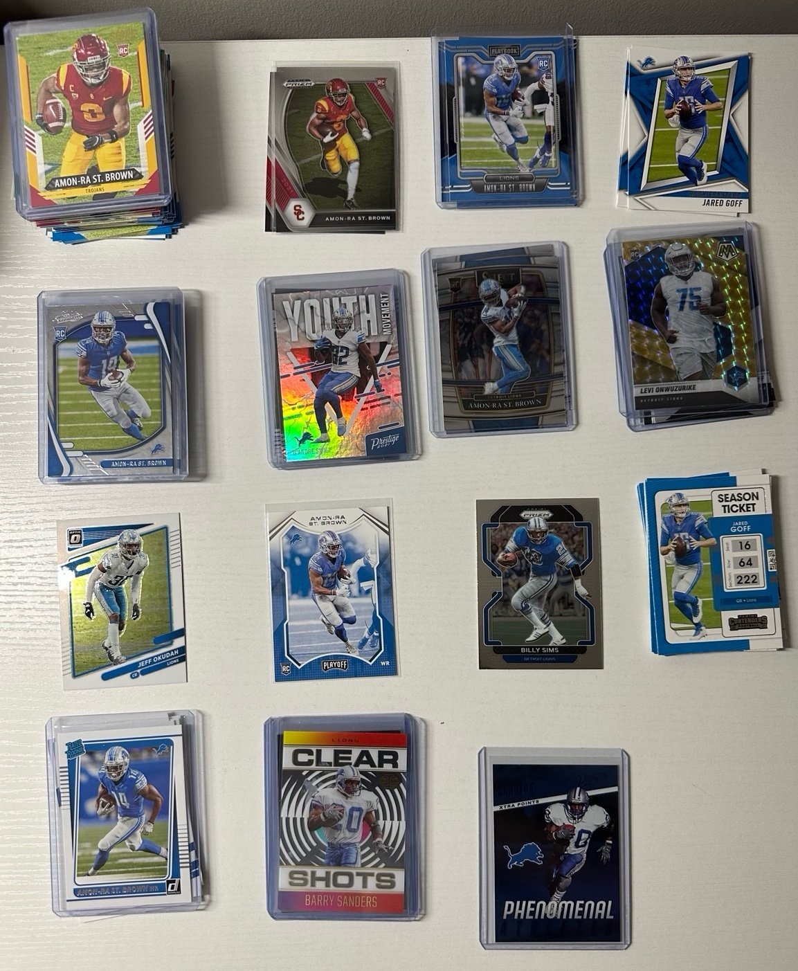 Detroit Lions Football Card Lot With Autograph And Amon-Ra St. Brown RC’s