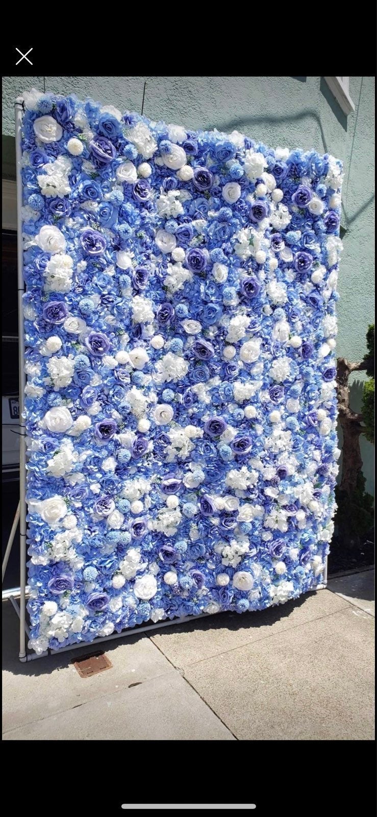 Faux Blue White Silk Hydrangea Rose Backdrop wall art decor for wedding baby sho