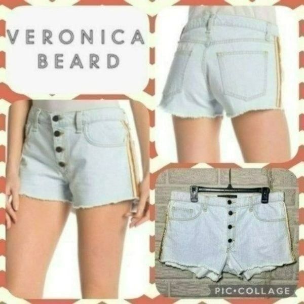 NWT MSRP 198 VERONICA BEARD Debbie Racer Stripe Frayed Shorts Women's Size 29