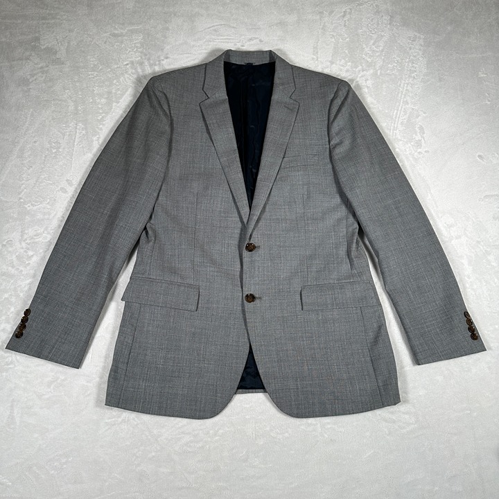 J. Crew Voyager Thompson Men Blazer Size 42L Gray 100% Wool Two Button B8632 EUC
