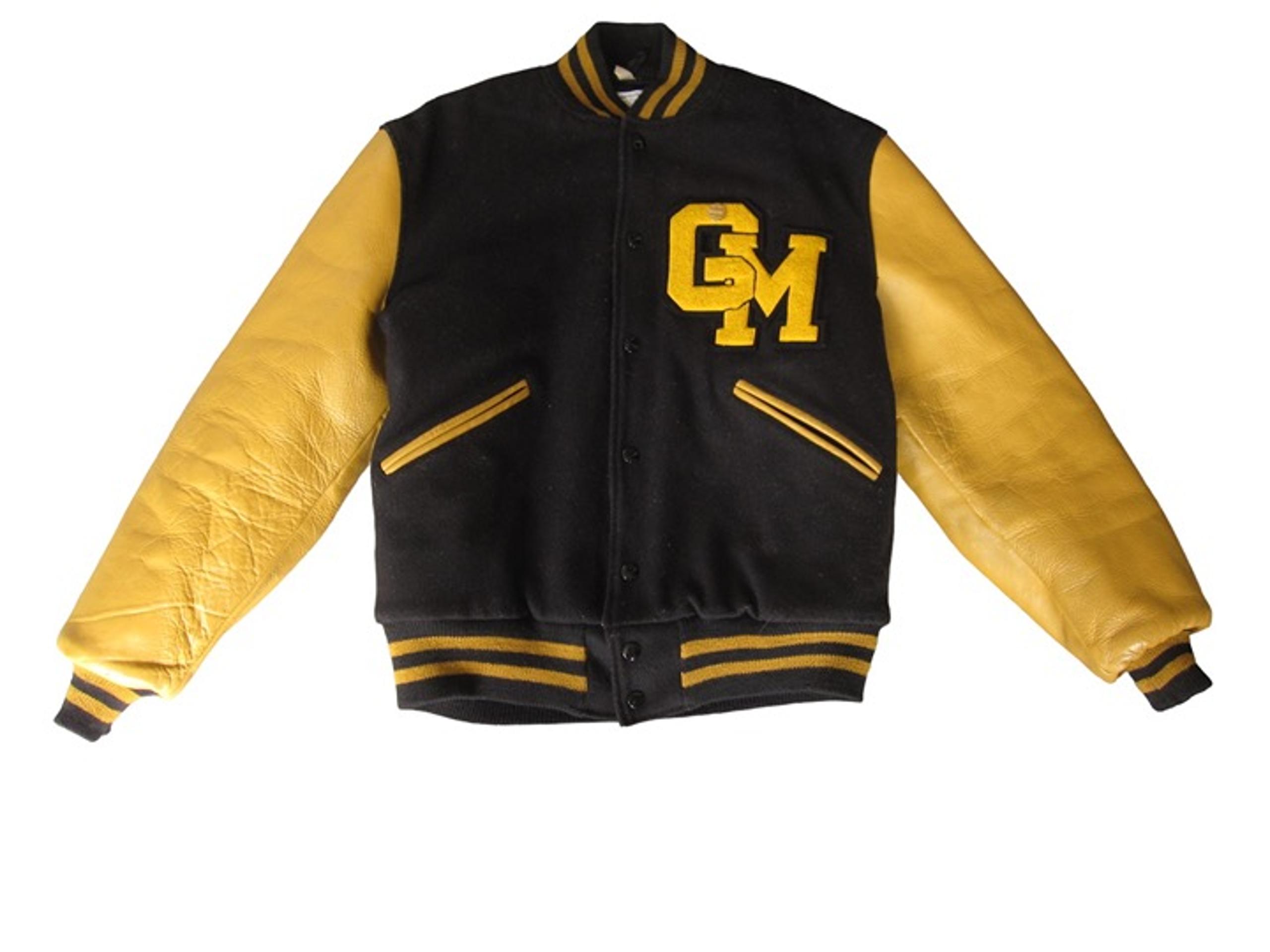Vintage 70s Varsity Jacket Brown Wool Gold Leather Mens S 38 Insulated Unisex US