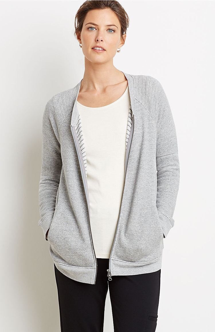 J. Jill Gray Zip-Front Sweatshirt Jacket
