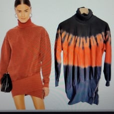 Young Fabulous & Broke Turtle Neck Sweatshirt Zip Hem Tie Dye Dress