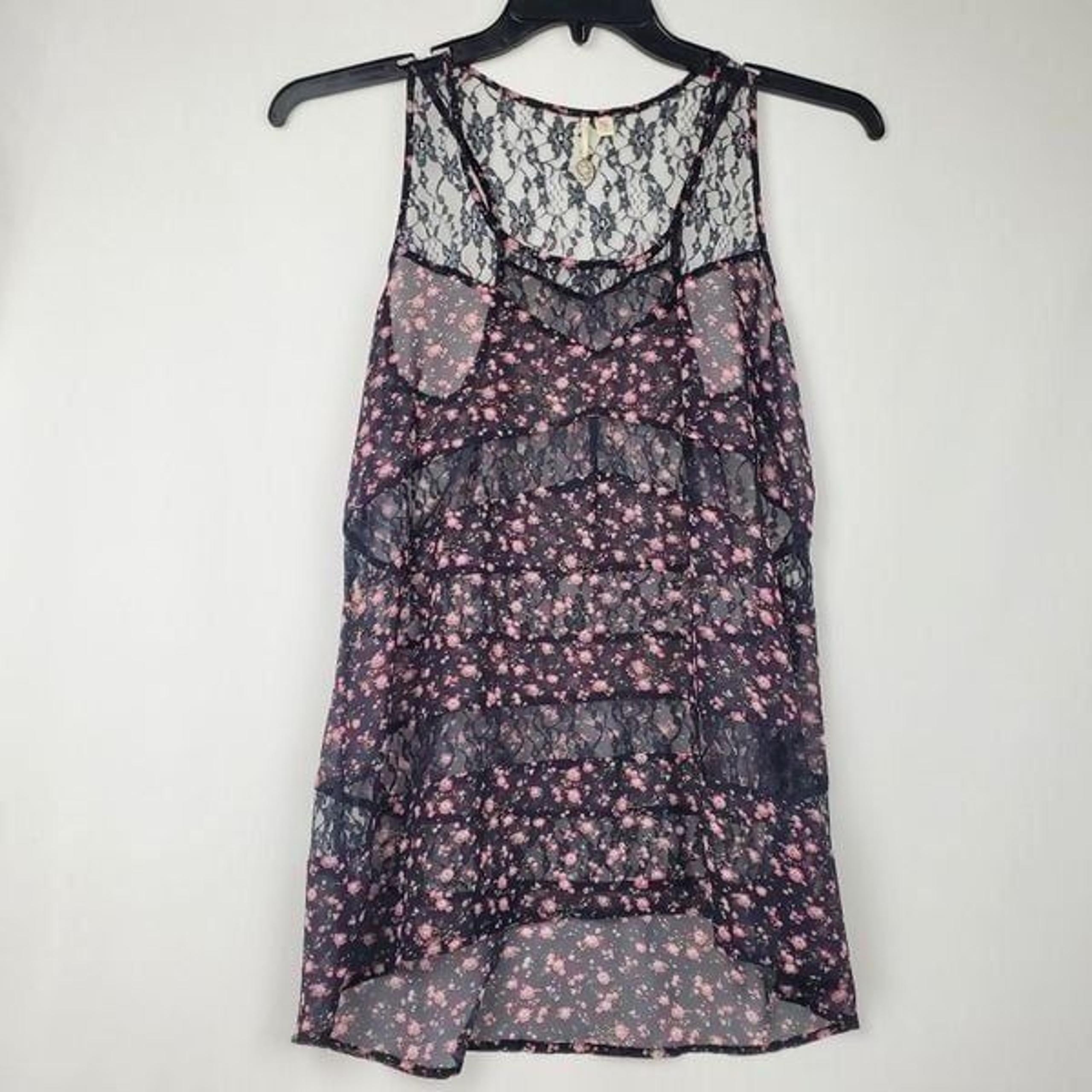 Robin K. - Small - Floral Sheer Sleeveless Blouse Top