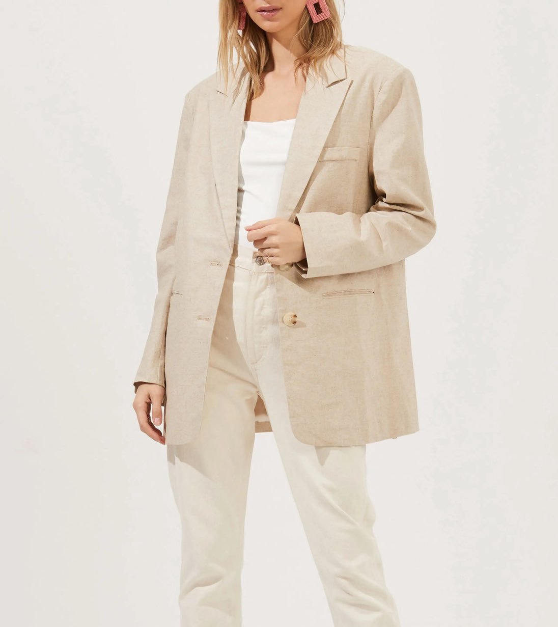 ASTR linen-blend boyfriend blazer