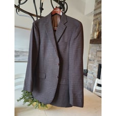Hart Schaffner Marx Sport Coat Blazer Mens 44L Brown Grey Wool Slim