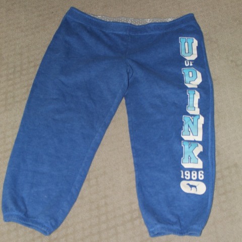 PINK by Victoria Secret Sz L Elastic Waist 86 Ski Team Blue Capri Sweatpants