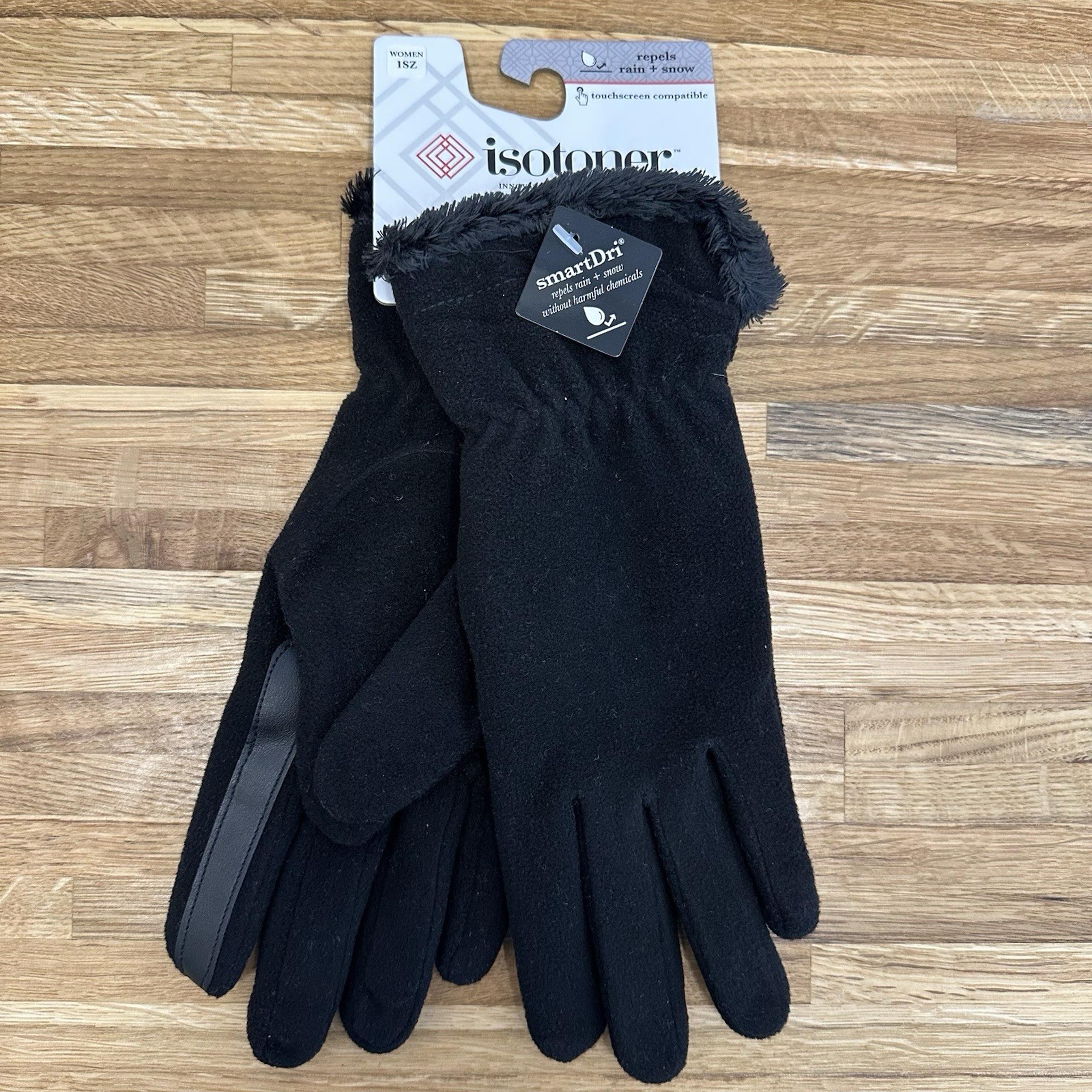 ISOTONER Womens Fleece Water Repellent Touchscreen Gloves Black One Size