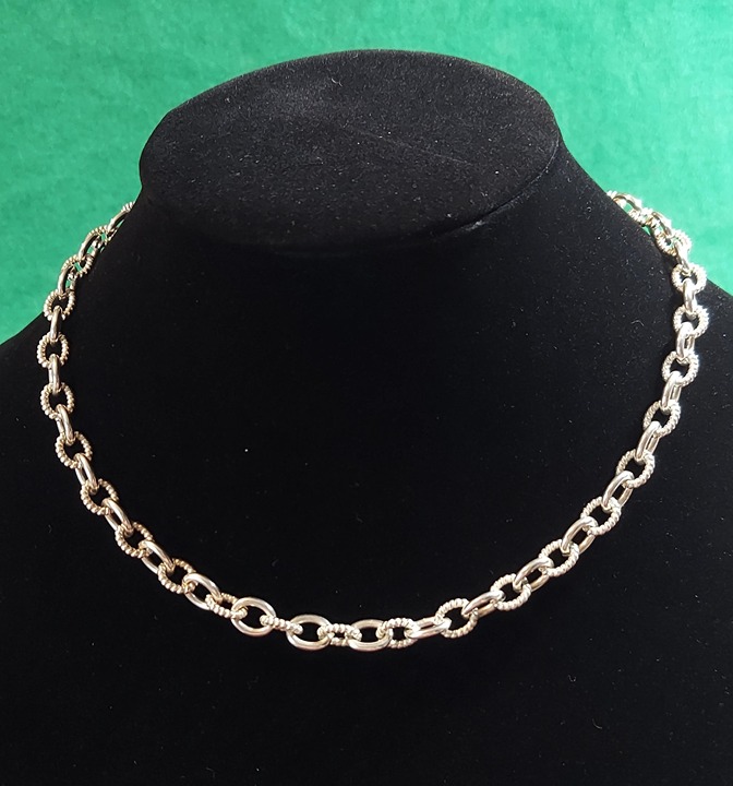 Judith Ripka Sterling Silver Textured & Smooth Link Rolo Chain 18-Inches