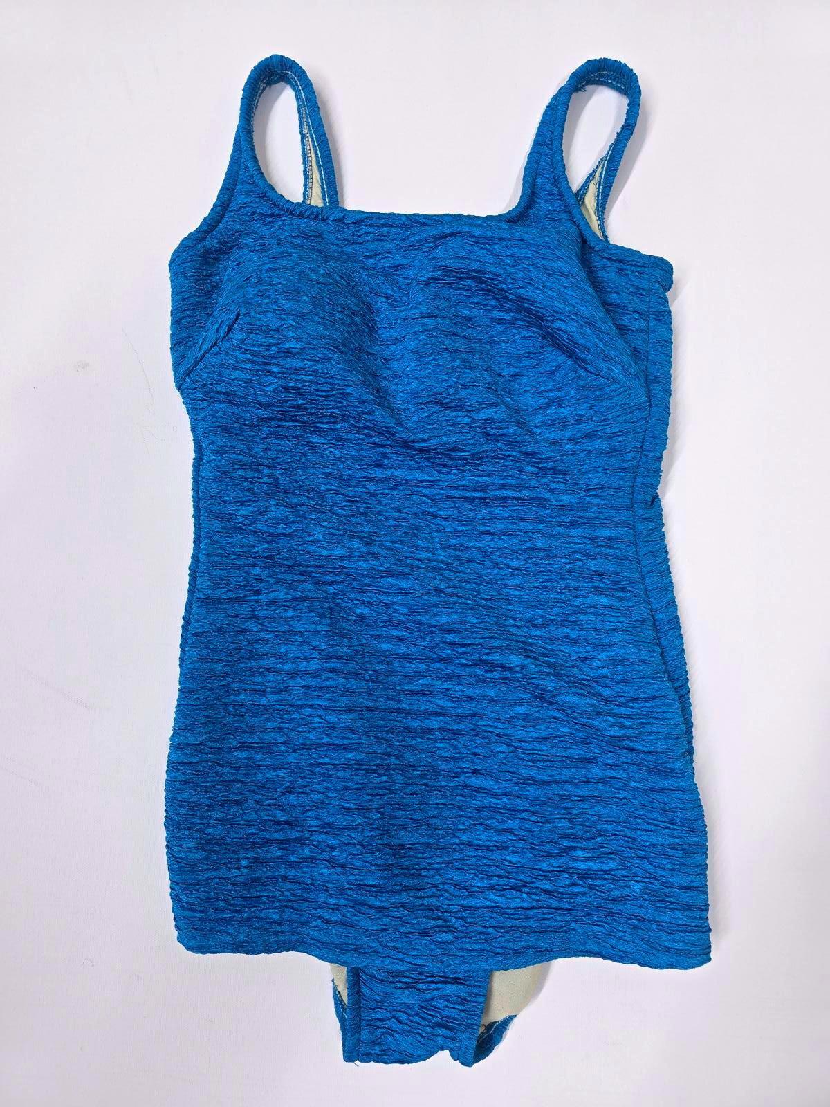 Vintage Stylish Blue One-Piece Swimsuit - Size 12 Great Condition