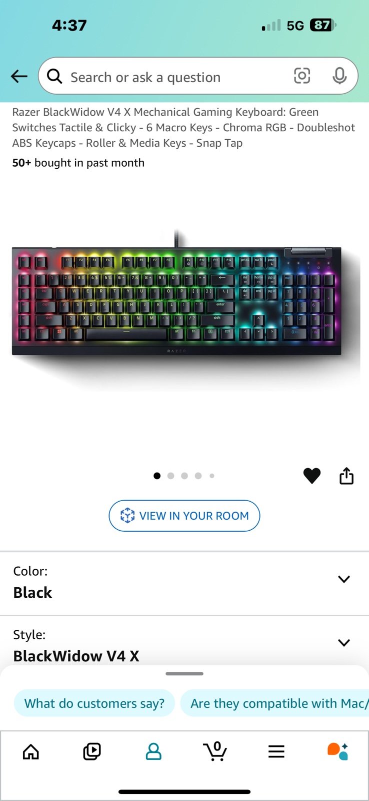 Razer black widow v4 x- new still sealed