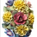 GORGEOUS AYNSLEY PORCELAIN FLORAL BOUQUET IN SEASHELL VASE FIGURINE SOLID