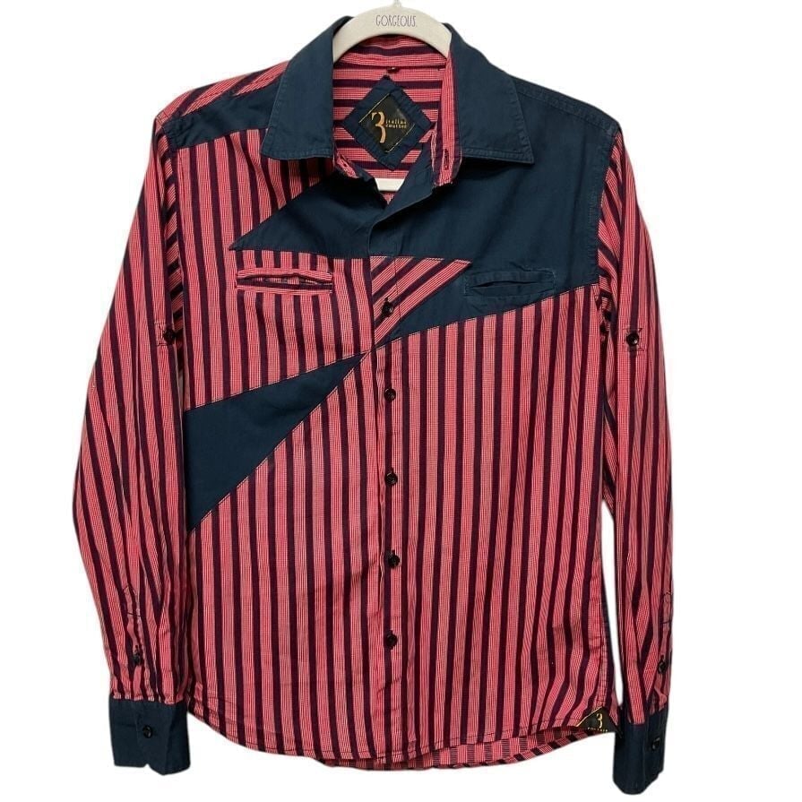 Billionaire Italian Couture Red & Black Button-Down Shirt Size L Long Sleeve