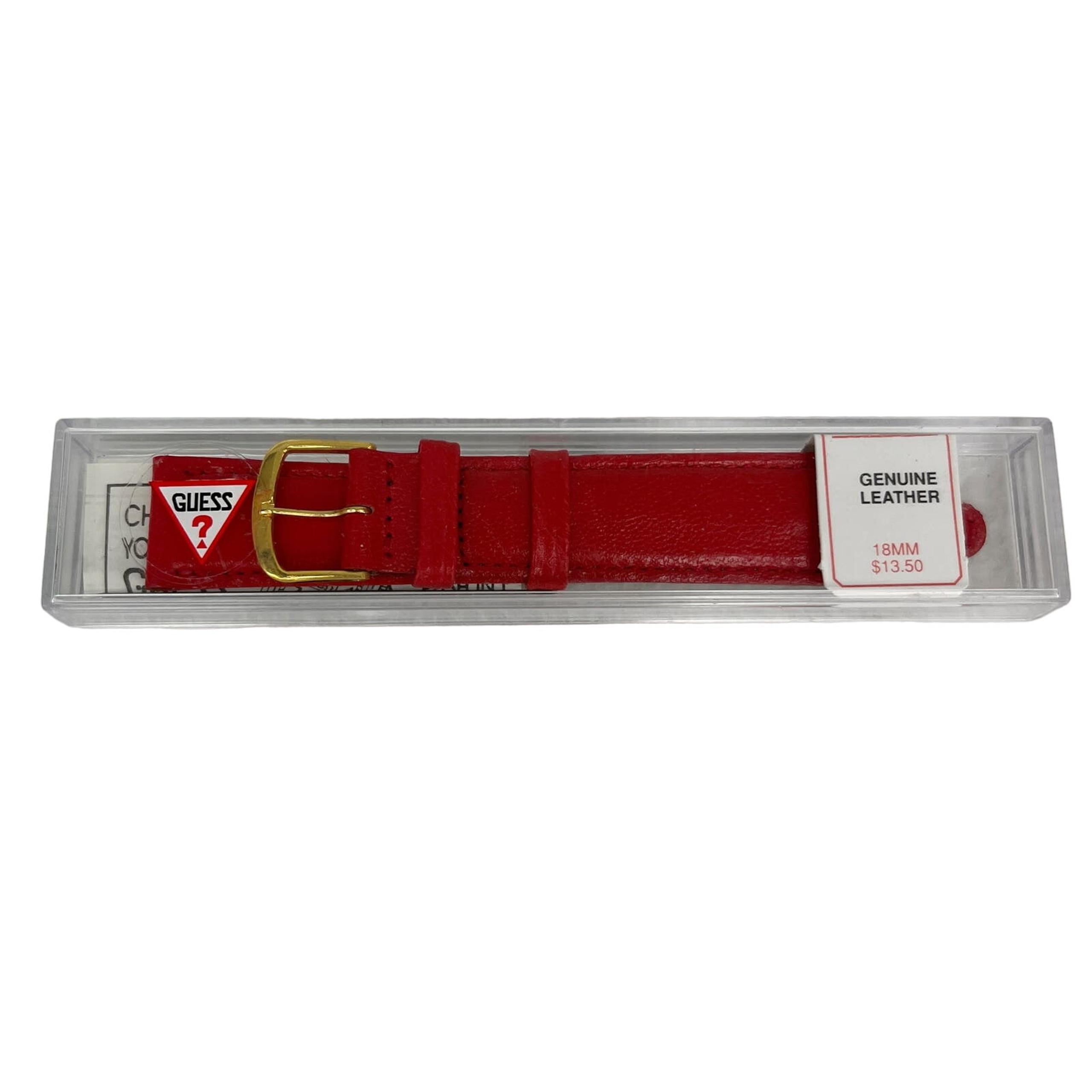 Vintage GUESS Leather Watch Band Strap Replacement Red 18MM New
