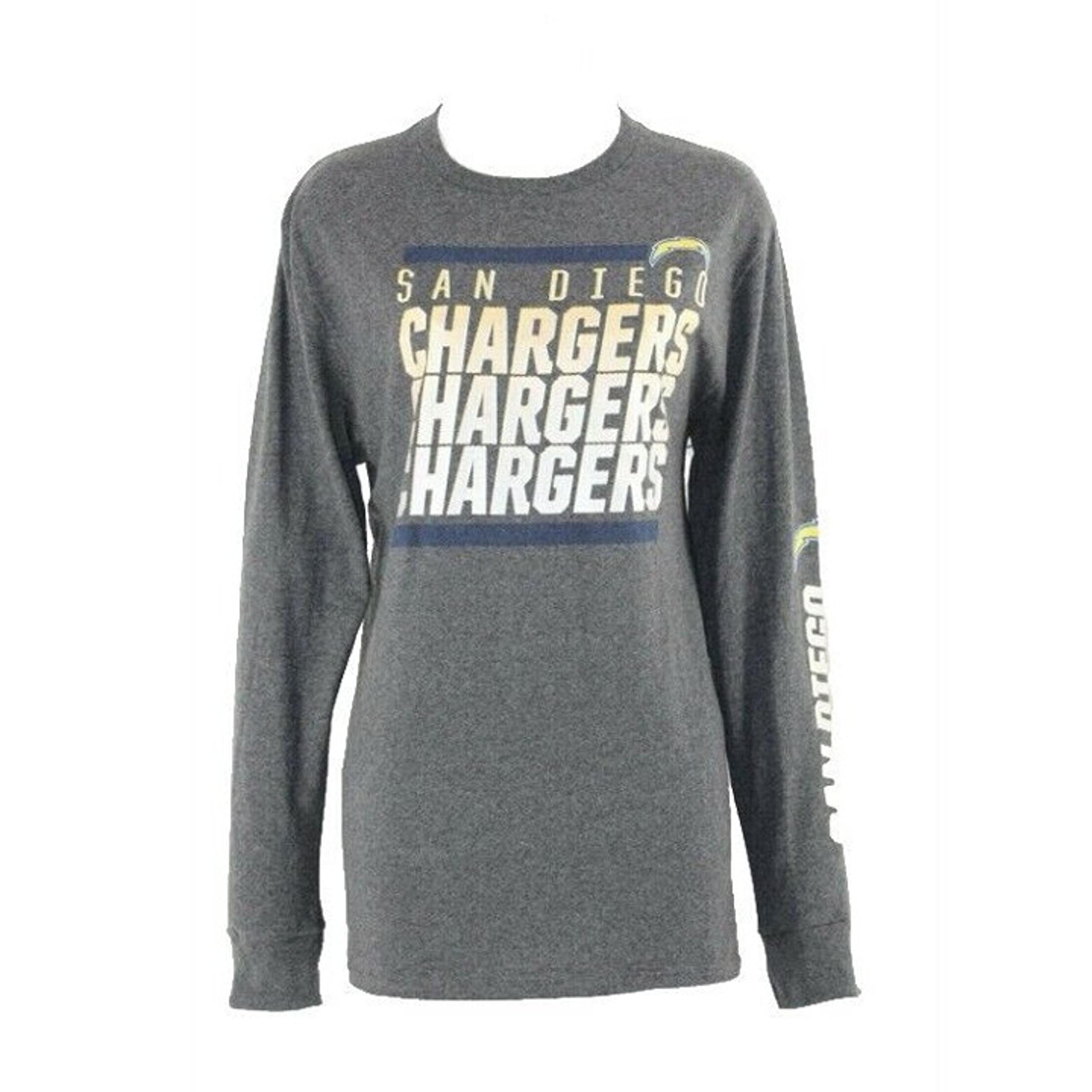 Majestic San Diego Chargers Sz M Gray Silver Yellow Navy Cotton Poly T Top