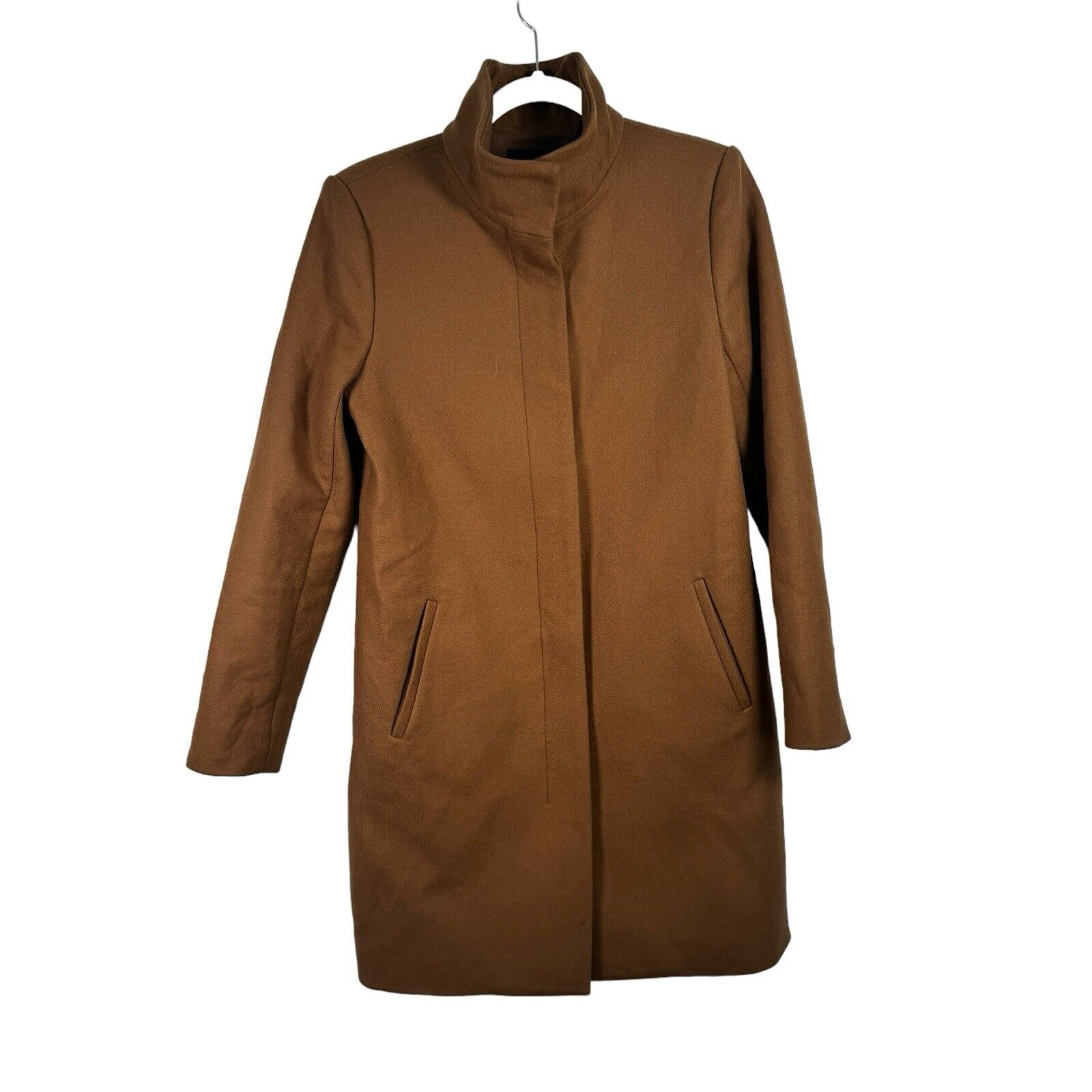 Theory Layti Camal Tan Wool Cashmere Pea Coat Career Capsole Womens Size Small