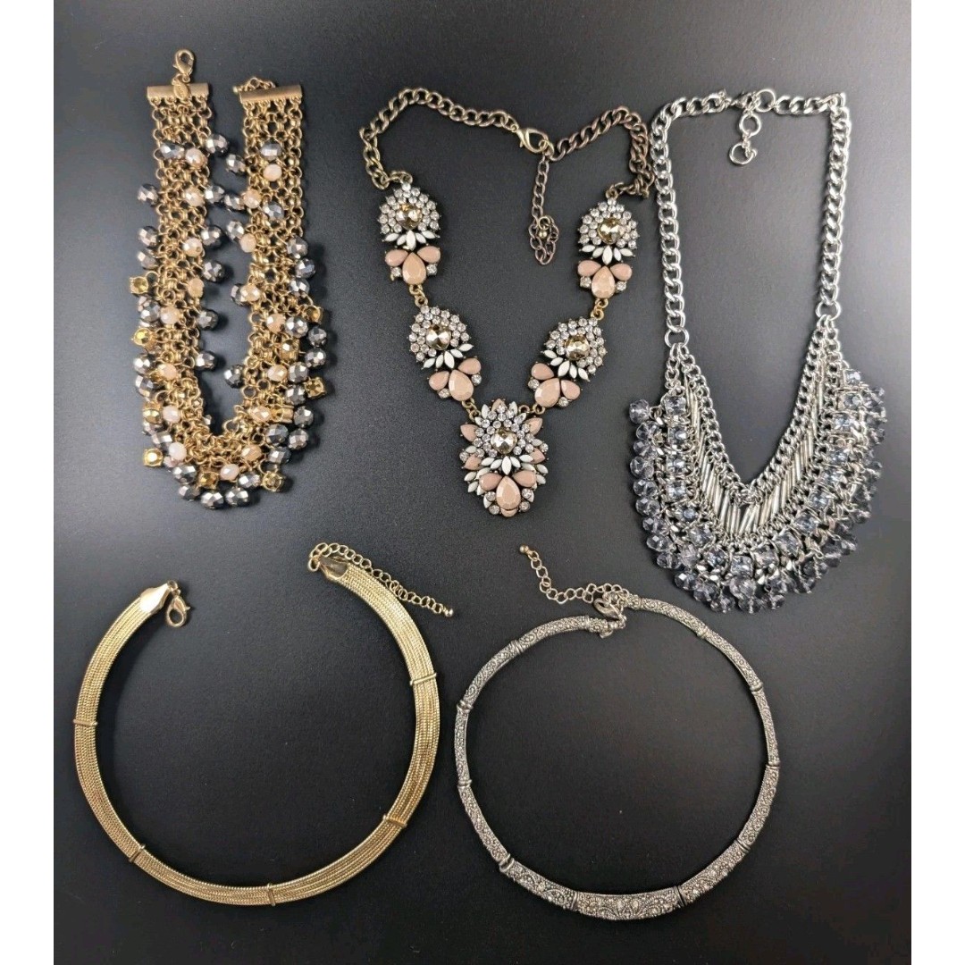 DESTASH Necklace Lot Statement Rhinestone Signed Cosplay Wedding Wearable Jewelr