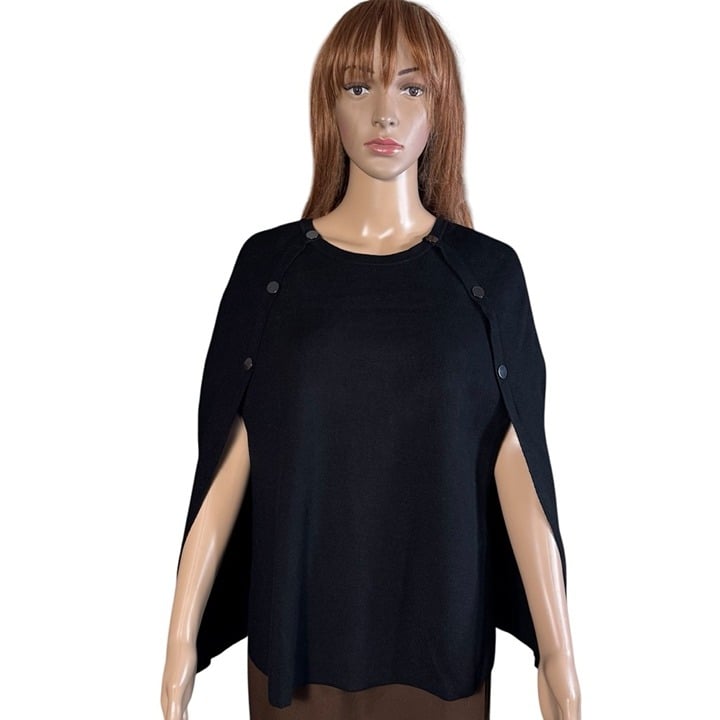 New Chico's Black Knit Sweater Cape Size XXS/XS