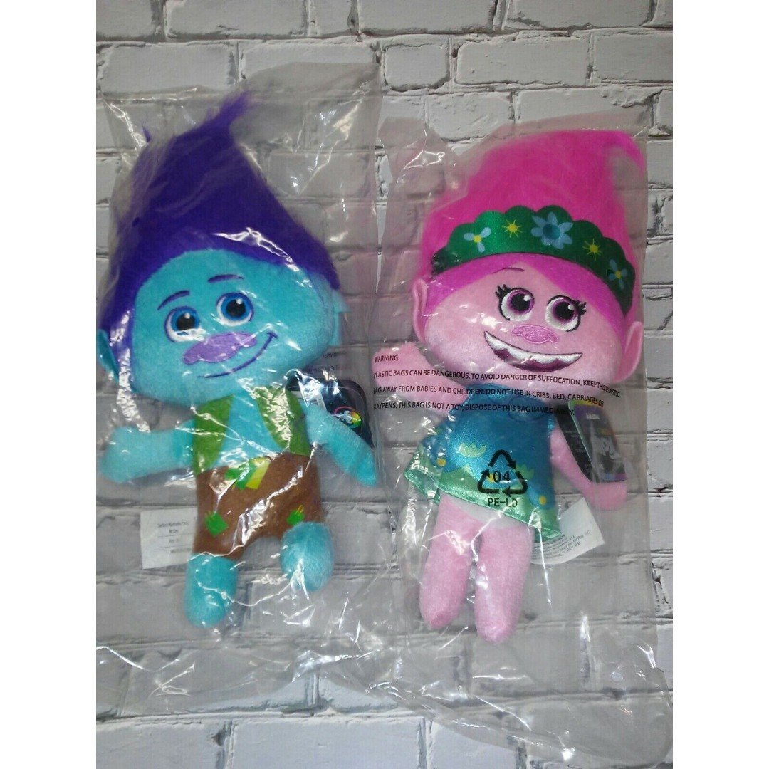 Trolls World Tour Poppy & Branch Plush Doll Stuffed DreamWorks NEW Sealed 10