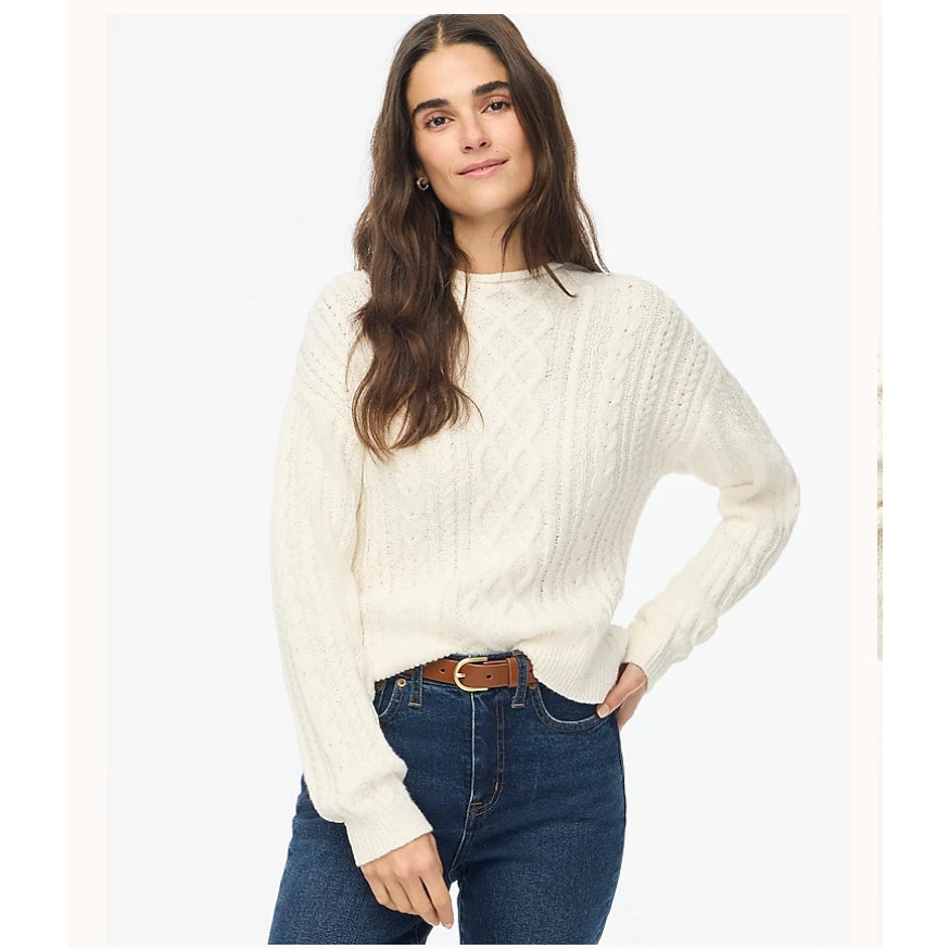J. Crew Women's Ivory Mock Neck Cable-Knit Sweater Size S NWT