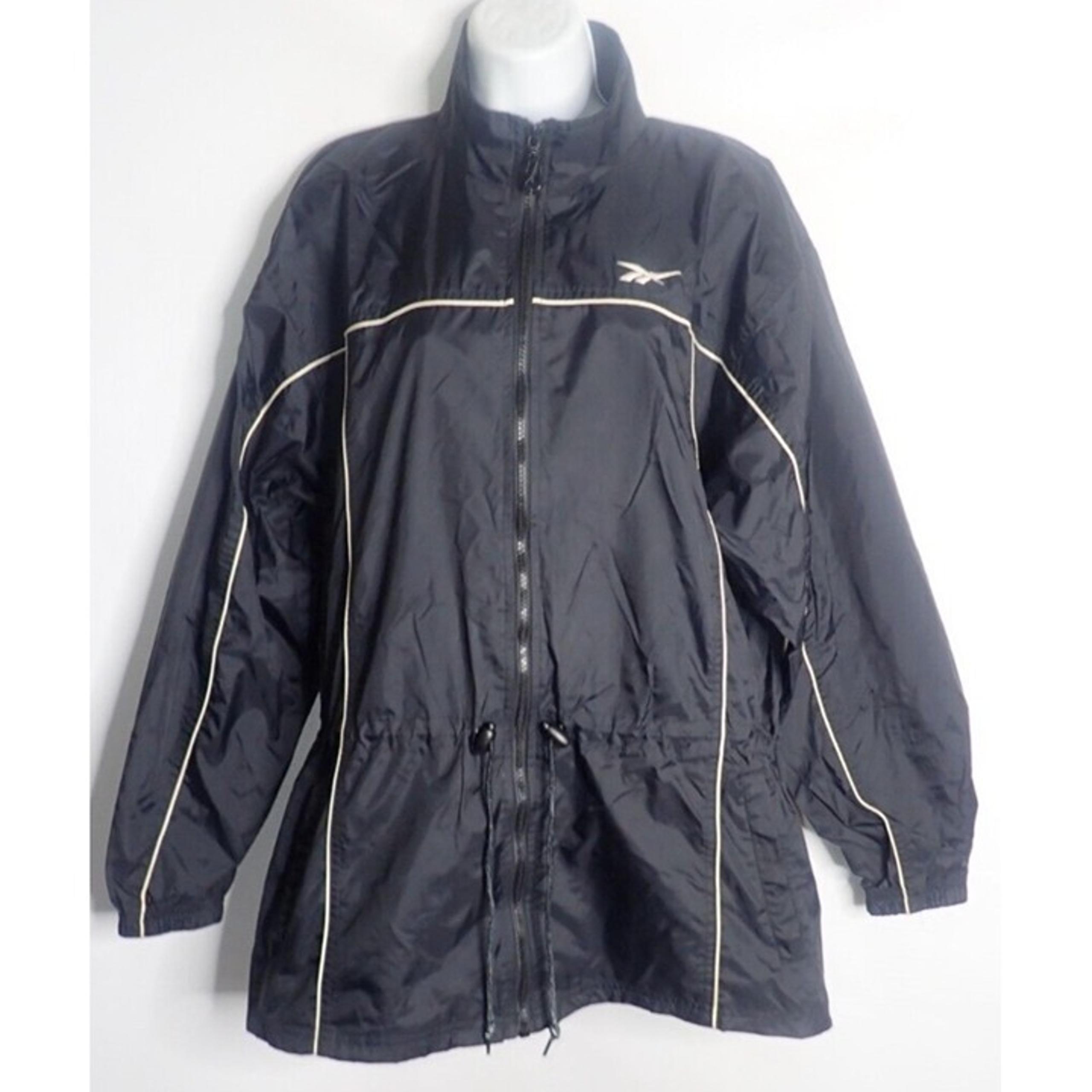 Vintage Track Jacket Women M Black Y2K Old School Classic Zip Windbreaker - Reebok