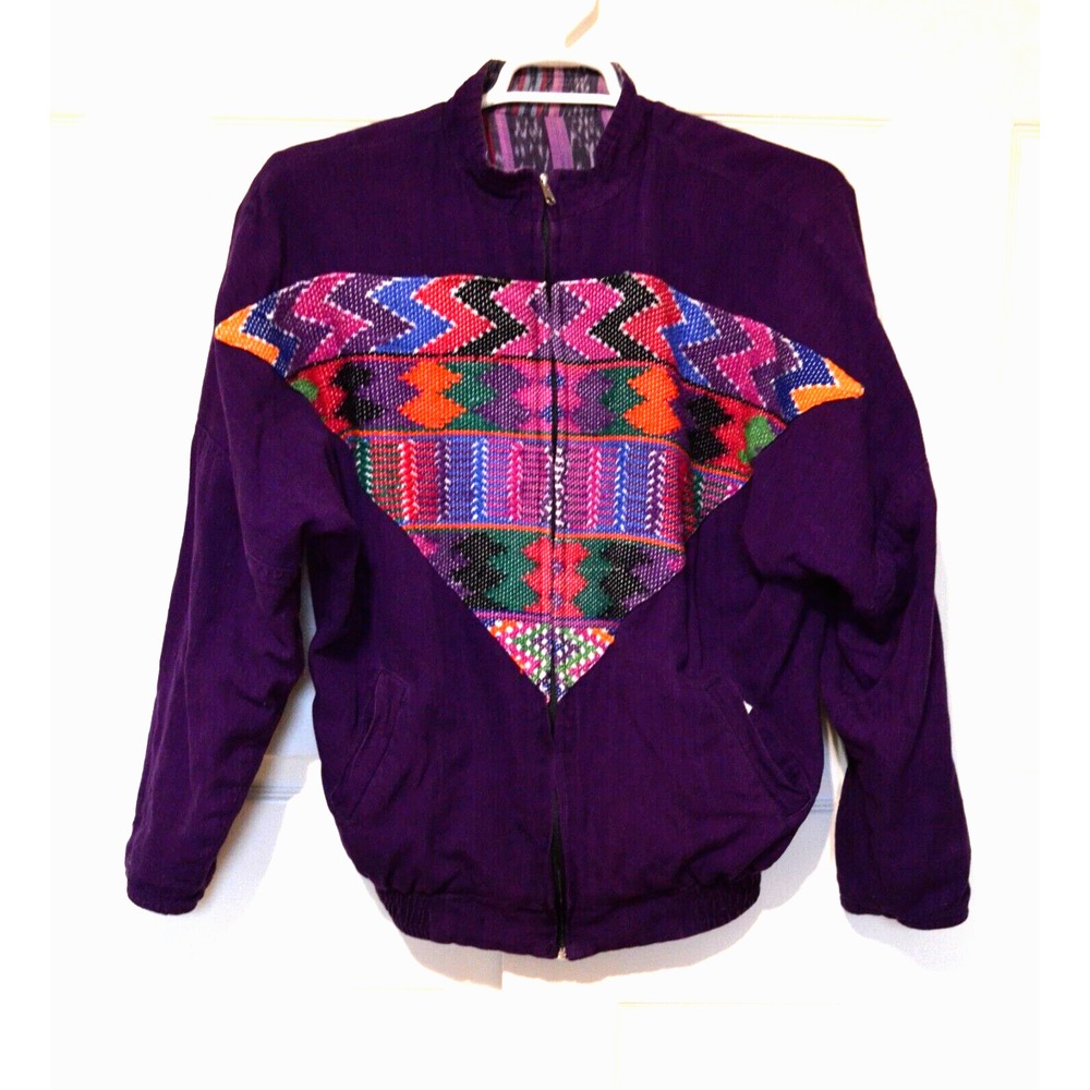 Vintage Women's Reversible Front Zip Jacket Coat Large? Purple No Size Tag