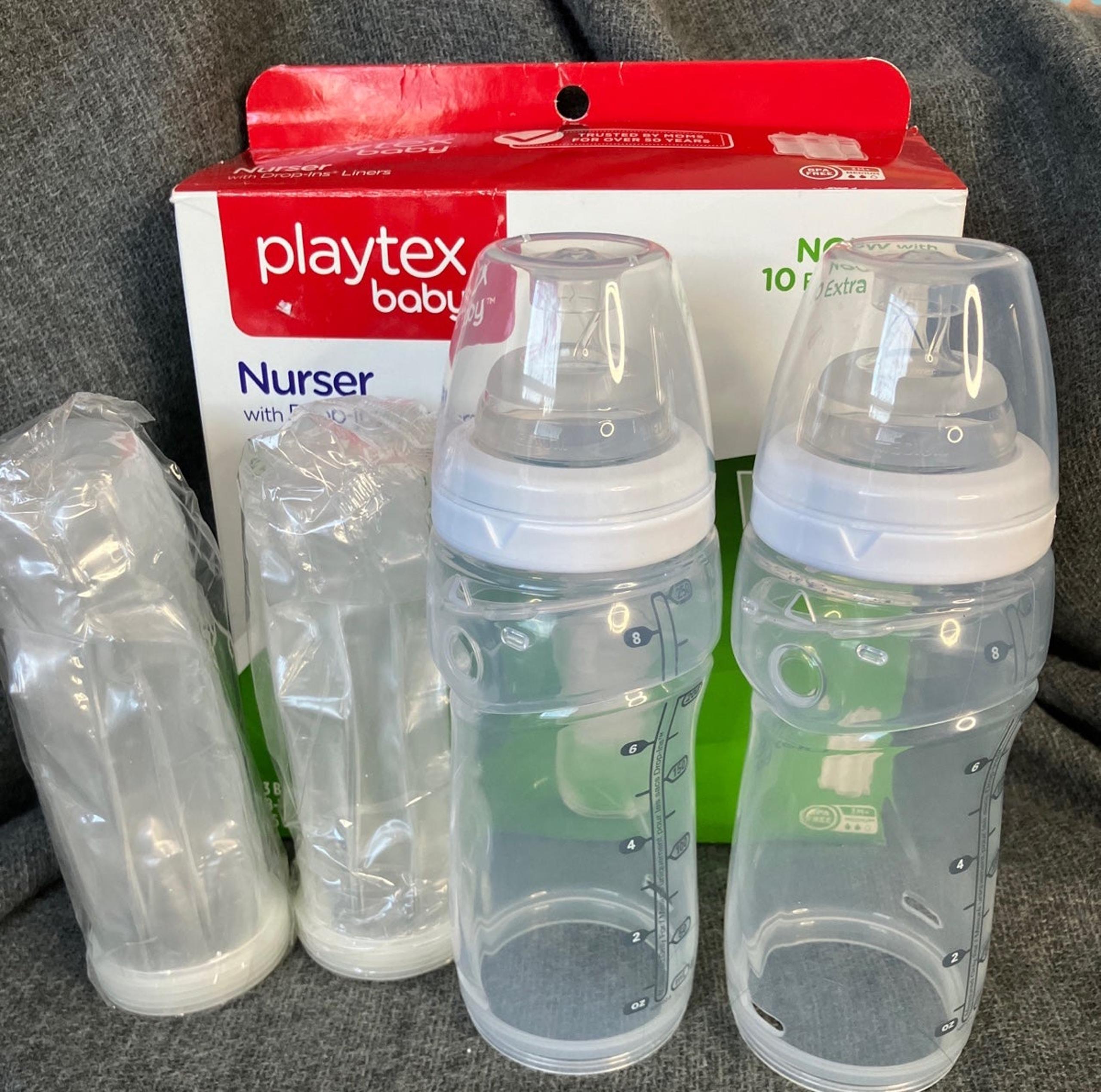 Playtex Nurser 2 Bottles Drop Ins 8-10 oz w/ 10 Sterilized Disposable Liners