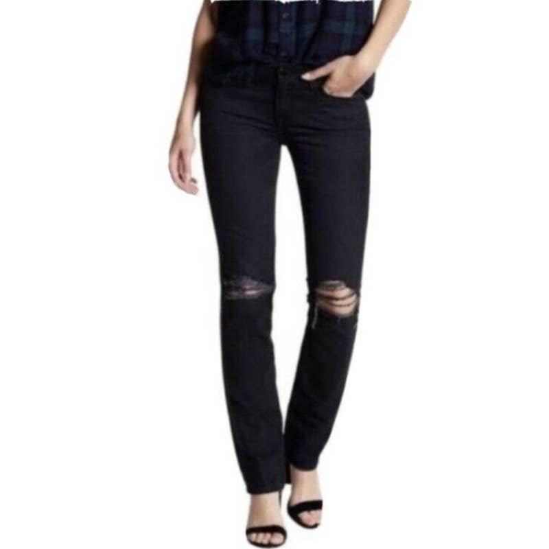 NWT NEW Big Star Nova Kate Straight Leg Distressed Black Jeans Pants Size 25