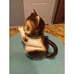 Vintage CMI 8.5 Porcelain Kitty Cat Teapot w/ Green Collar Made in Japan 1972
