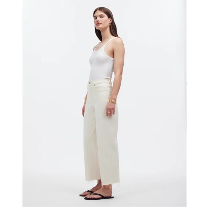 Madewell The Perfect Vintage Wide Leg Crop Jean Canvas Wash Denim Sz 33 NWT