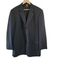 JACK VICTOR Super 100's Mens Blazer Sz 46L Gray Stripe 100% Wool Three Button