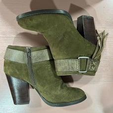 Kensie Masola Olive Suede Leather Ankle Boots