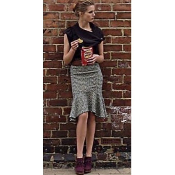 Elevenses Tweed Wool Blend Flounce Fit & Flare Skirt Multicolor Womens Size 12