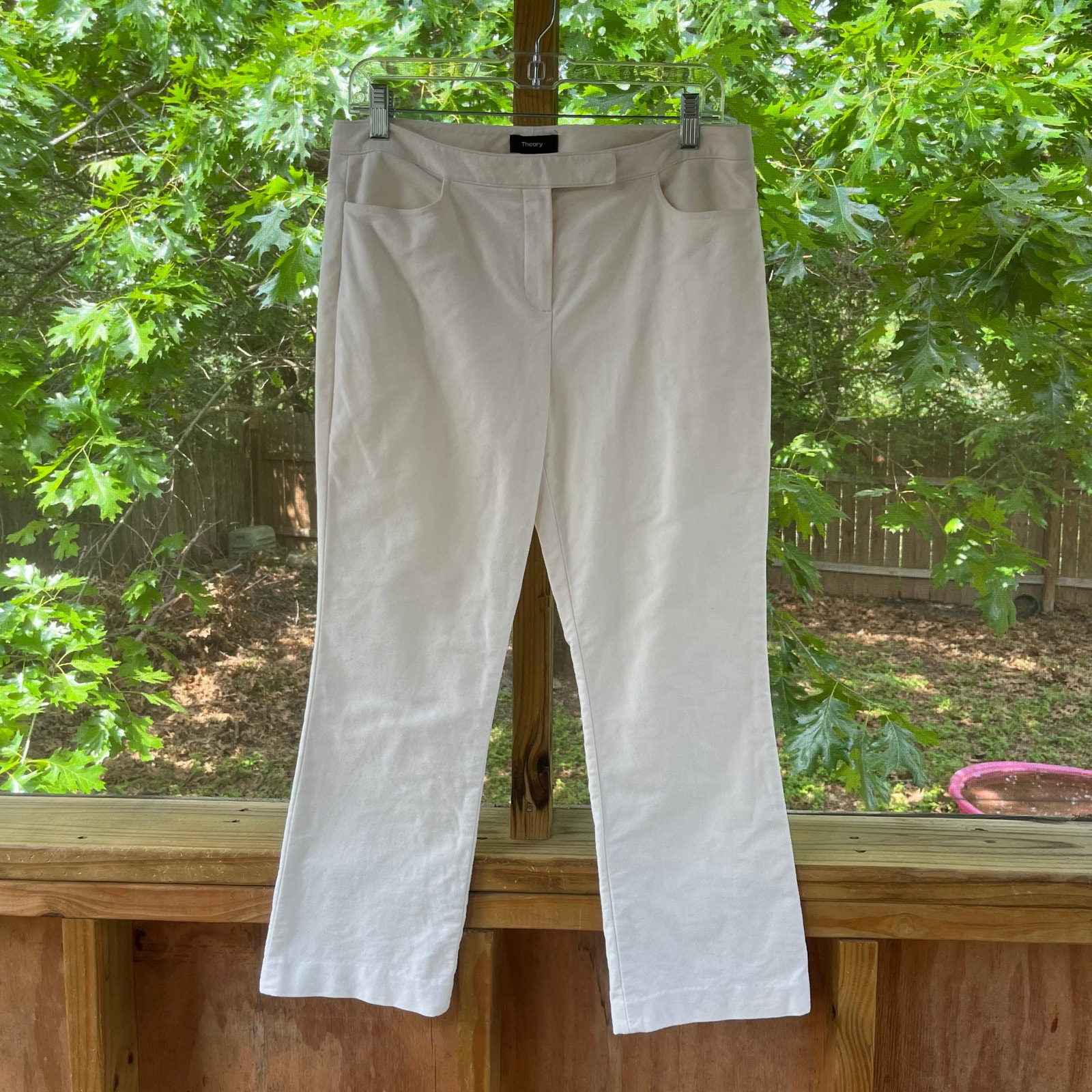 Theory Women's Moleskin Twill Crop Pant Cream Size 6