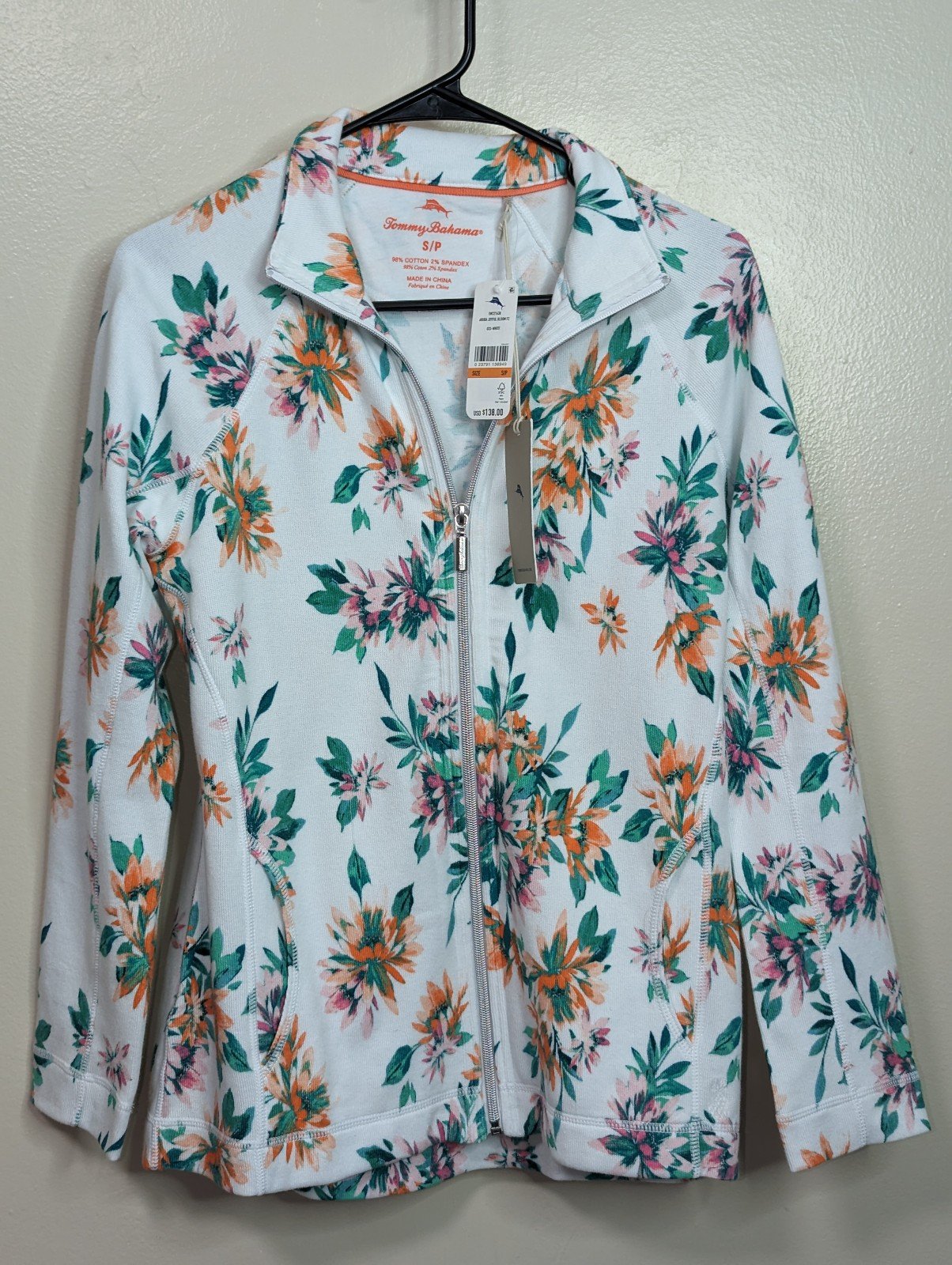 Tommy Bahama NWT Aruba Joyful Bloom Light Zip Up Sweater Small