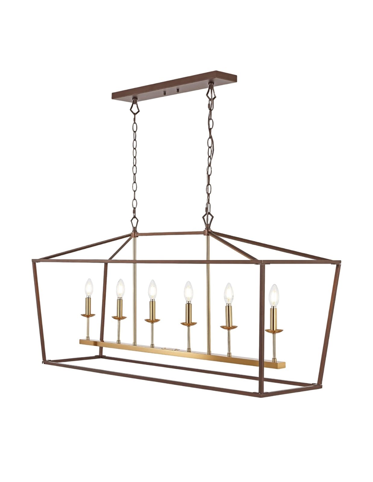 Pagoda 49 6 Light Linear Classic Traditional Metal LED Pendant Farmhouse