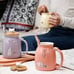 Cute Cat Mug Set of 4 Ceramic Coffee Cups with Lovely Kitty lid and Fish Spoon