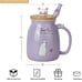 Cute Cat Mug Set of 4 Ceramic Coffee Cups with Lovely Kitty lid and Fish Spoon