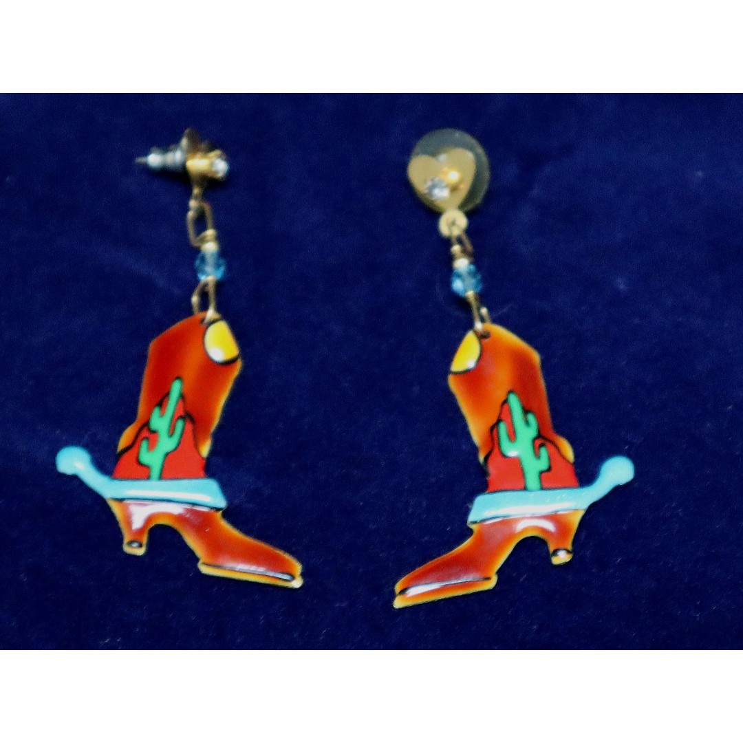 Lunch at the Ritz Cowboy Boots Enamel Earrings LATR