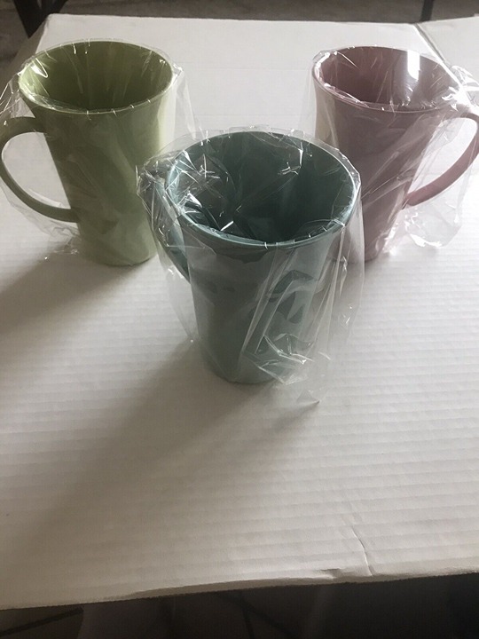 6 Pcs Wheat Straw Mugs with Handle, Unbreakable Coffee Cups, 3 Colors, 15 oz