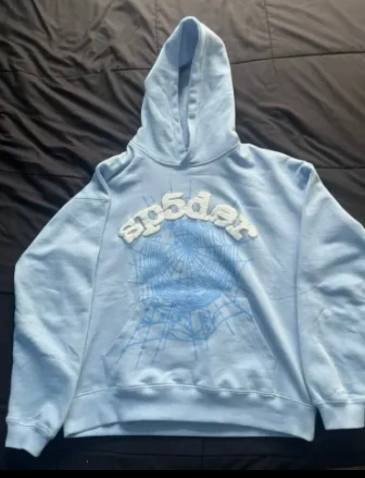 Blue Sp5der Hoodie. Size: Small