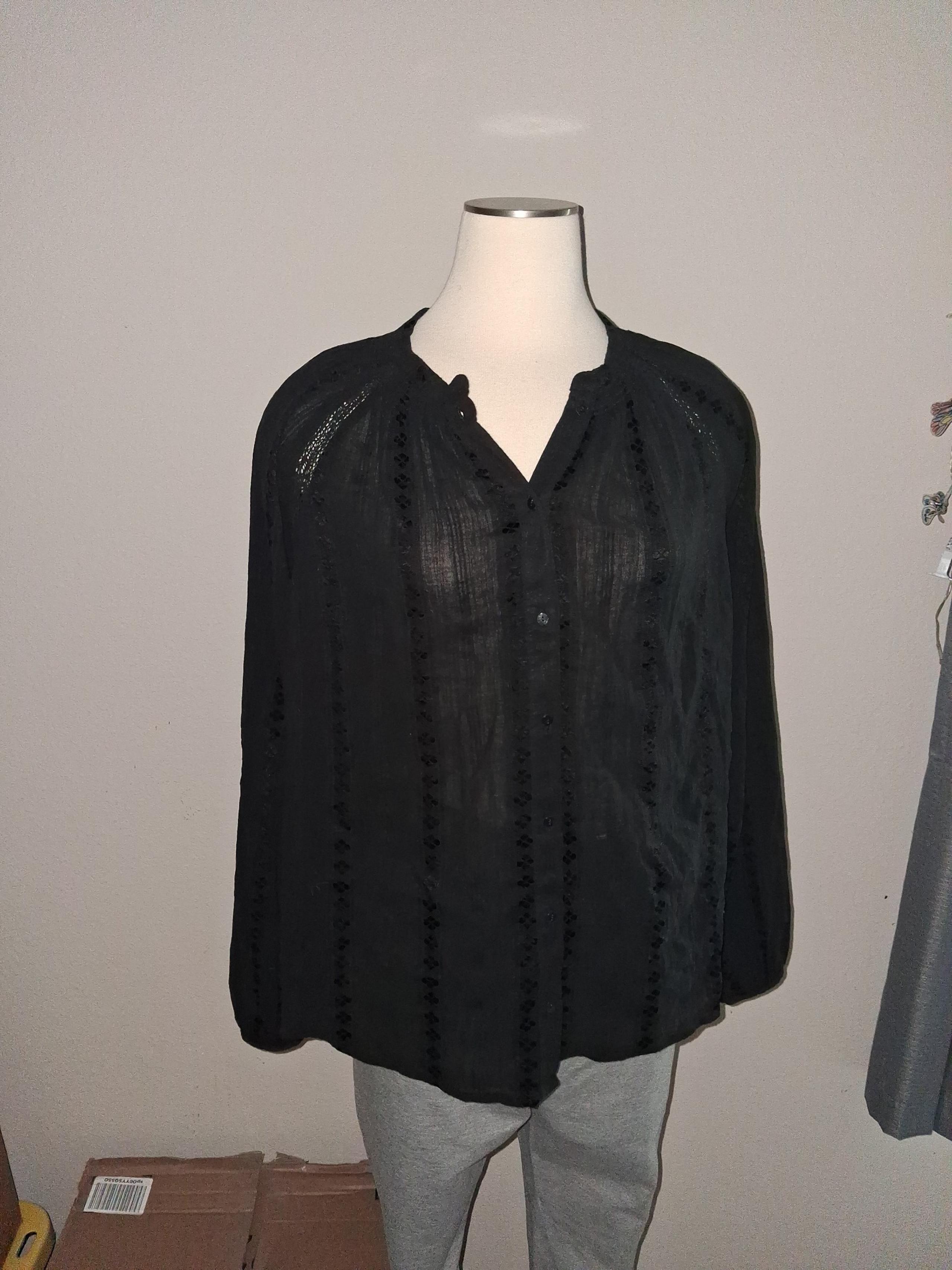 Universal Thread Long Sleeve Black Blouse Sz Lg
