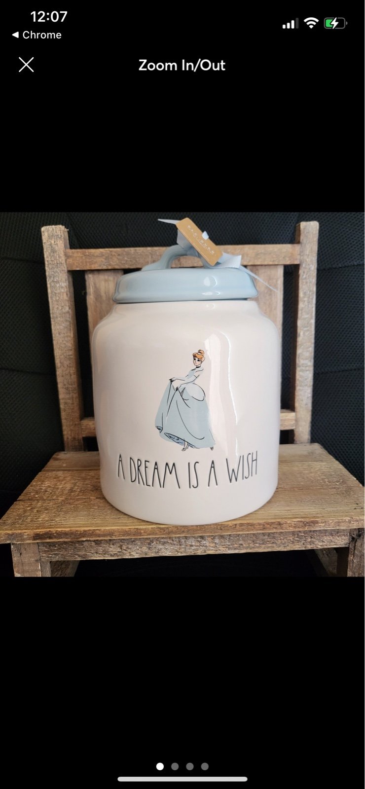 Rae Dunn Disney Cinderella “A Dream is a Wish” Canister