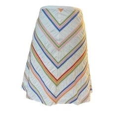 Talbots White and Rainbow Chevron Cotton A-Line Skirt in Size 16p