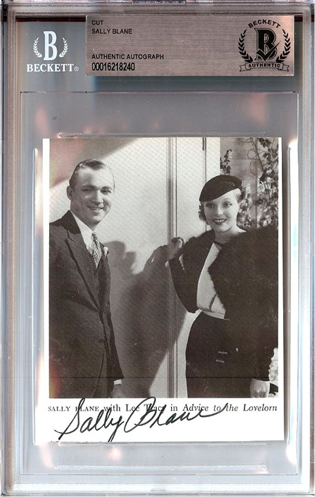 Sally Blane Autograph Cut Signature Advice to the Lovelorn BAS Encased 8240
