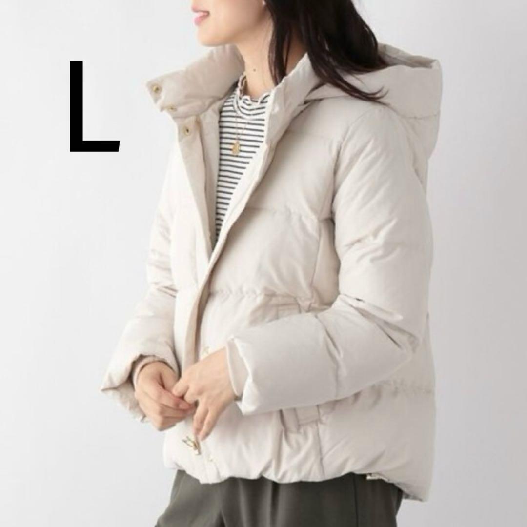 Global Work Water-Repellent Down Hooded Blouson Down Jacket Greige L