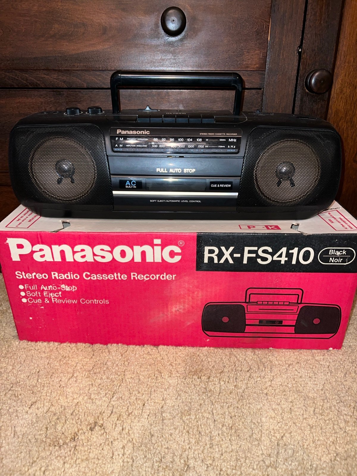 Panasonic Stereo Radio Cassette Recorder RX-FS410 Vintage 1980s Boombox with Box