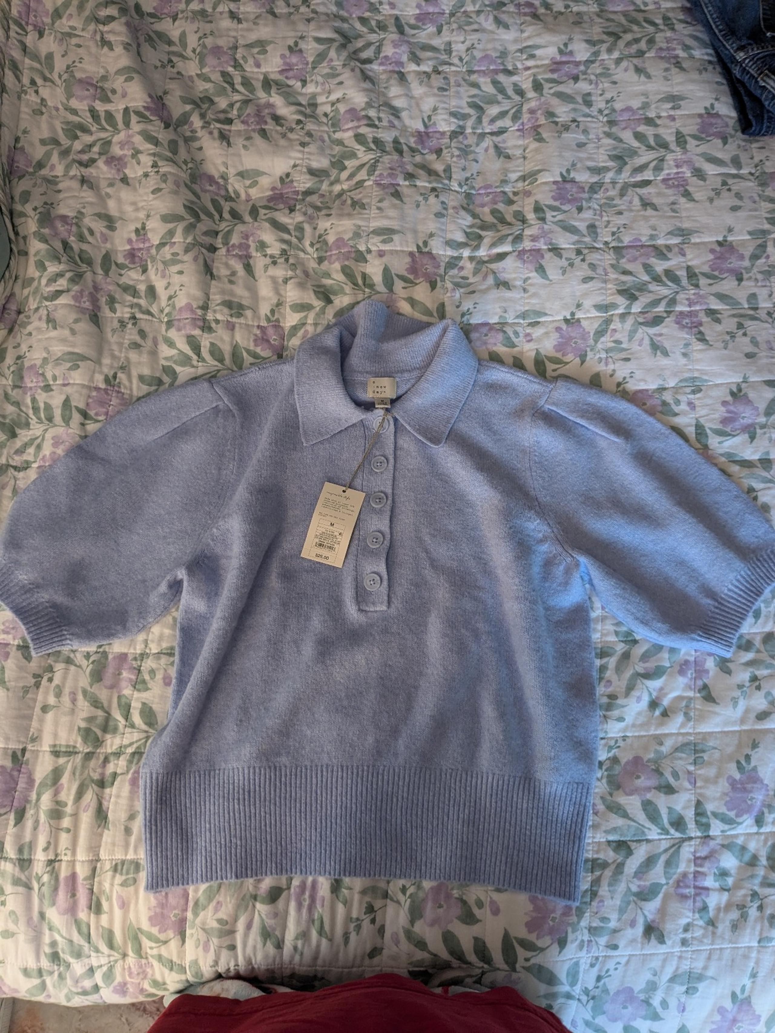 A New Day knit button up collared top