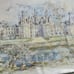 Chateau de chambord by Legai Watercolor Painting Art Renaissance France Estate